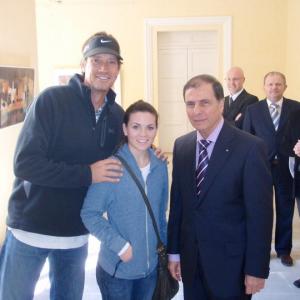 Candace Marie Celmer, Kevin Sorbo, and President George Abela (Malta) at a John Grima exhibit.