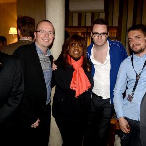 IMDbs Keith Simanton IMDb founder Col Needham Chaz Ebert director Nicolas Winding Refn Jacob Jarek and Deadline Hollywoods Peter Hammond attend the IMDBs 2013 Cannes Film Festival Dinner Party during the 66th Annual Cannes Film Festival at Restaurant Mantel on May 20 2013 in Cannes France