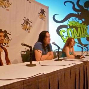Josh Gomez (son of Taboo from the Black Eyed Peas, Red Reaper composer) Sean Wyn (Exec Producer, martial arts master) and Tara Cardinal at Stan Lee's Comikaze panel.