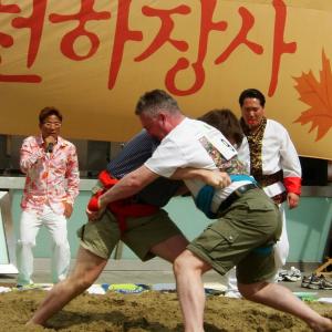 Clinton Morgan wrestling at Dongdaemun Seoul Sth Korea 2005