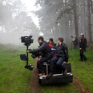 Michael Monteiro Steadicam operator Drew Heriot writerdirector and Boris Apituley 1st AD on location in Holland shooting the opening scene of The Power of the Heart