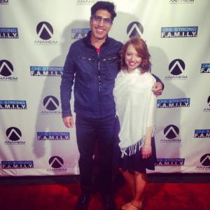 Gabriel Rivera and singer-songwriter Cori Carmona at an Anaheim Studios/One Strong F.A.M.I.L.Y. event.