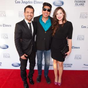 Gabriel Rivera center with Luis Bordonada left and Ania Walenski right at the world premiere of Fort Bliss  Newport Beach Film Festival