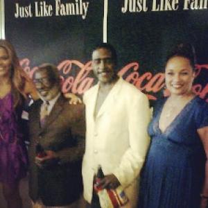 Actor Garrett Morris Actor Idrees Degas and Actress Ella Joyce appearing on the red carpet for the pilot Just Like Family Hollywood CA