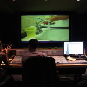 Director Cassie Jaye sound mixer Frank Clary and sound editor Steve Orlando working on the documentary The Right to Love An American Family at Skywalker Sound