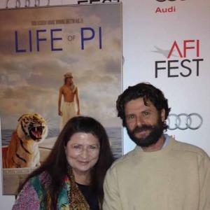 Marie Del Marco with Victor of Aquitaine at the world premier of Life of Pi at the Graumans Chinese Theatre in Hollywood