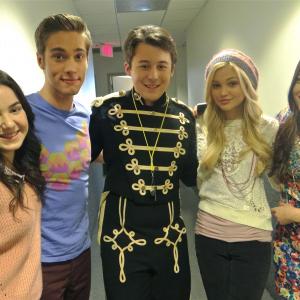 With Sarah Gilman Austin North Olivia Holt and Piper Curda on the set of I Didnt Do It