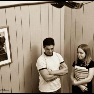 Still of Jack Thomas Smith and daughterart director Megan Smith on the set of Infliction 2011