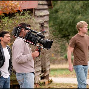 Still of Jack Thomas Smith, director of photography Joseph Craig White, and lead actor Jason Mac on the set of Infliction (2011)