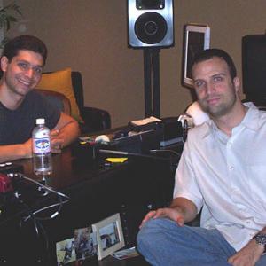 Still of Jack Thomas Smith and sound designer Roger Licari during a sound session for Disorder (2004)