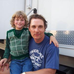 Andrew Wilson Williams and Matthew McConaughey on the set of We Are Marshall