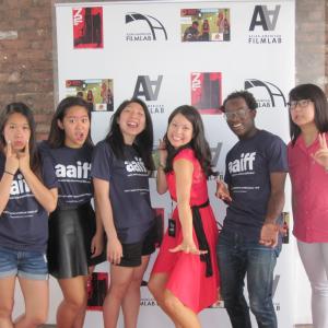 left to right: Joanna Shen (editor), Joyce Tam (film festival volunteer), Hanna Lee (festival volunteer), Jennifer Betit Yen (actress and Film Lab president), Daryl King (festival volunteer), Caroline Hsiao (photographer)