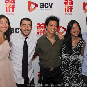 The Asian American Film Lab Board at the 72 Hour Shoot Out Awards Ceremony and Gala, Asian American International Film Festival in NYC: (left to right) Jennifer Betit Yen, Aldous Davidson, Carl Li, Amy Chang, and Sean Tarjoto.