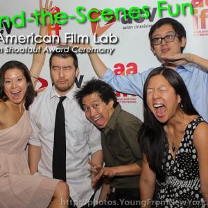 The Asian American Film Lab Board at the 72 Hour Shoot Out Awards Ceremony and Gala, Asian American International Film Festival in NYC: (left to right) Jennifer Betit Yen, Aldous Davidson, Carl Li, Amy Chang, and Sean Tarjoto.