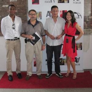 Left to right: filmmaker David Dennis, agent David Elliott (DBA), Executive Director of Asian CineVision John Woo, actress and Film Lab President Jennifer Betit Yen.