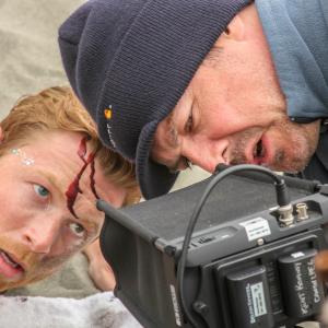 Sam Daly and director Gary Lundgren on the set of BLACK ROAD 2015