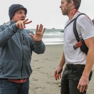 Director Gary Lundgren and Sam Daly behind the scenes 
