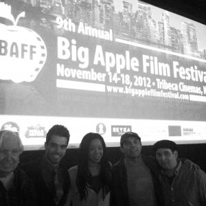 Cast of Angelo at the Tribeca Cinemas for the 2012 Big Apple Film Festival Michael J Cannon Jorge Luna Kristina Williams and director Flavio Alves