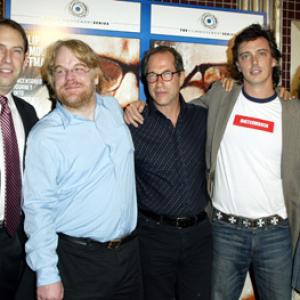 Henri Kessler Philip Seymore Hoffman Stanley Buchthal Donovan Leitch Rebecca Chaiklin at The Partys Over premiere Hollywood CA October 23 2003