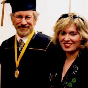 Graduation 2002 Farnaz Samiinia with Steven Spielberg at California State University Long Beach