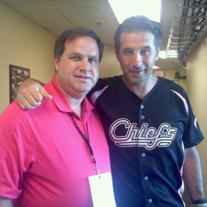 Daniel Rayome and Billy Baldwin at Breast Cancer Awareness Night at AAA Minor League Baseball Syracuse Chiefs at Alliance Bank Stadium