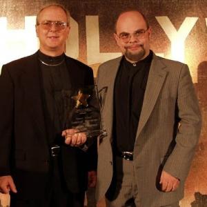 Frank Marks and Thomas R. Bond, II accepting COLA's Pioneer Award for Biograph Company making the first movie in Hollywood.