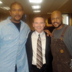 Jeff Rose with Tyler Perry and Rockmond Dunbar on the set of The Family That Preys