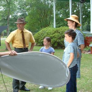 The Collins family on the set of 