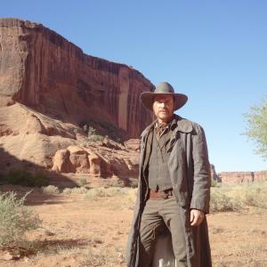 Damon Carney in Canyon de Chelly on the set of The Lone Ranger