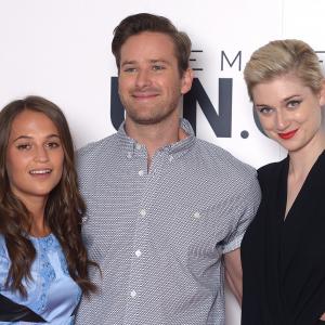 Armie Hammer Alicia Vikander and Elizabeth Debicki at event of Snipas is UNCLE 2015