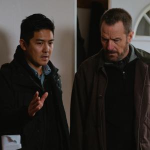Tze Chun and Bryan Cranston on the set of Cold Comes the Night 2014