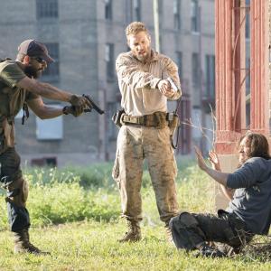 Still of Clifton Collins Jr., Shia LaBeouf and Jai Courtney in Man Down (2015)