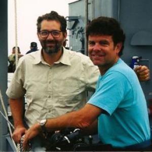 Executive Producer Michael Rosenfeld NGT and Mills aboard the USS Pearl Harbor during filming of two hour documentary