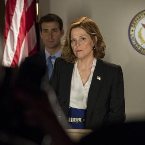 Still of Sigourney Weaver and James Wolk in Political Animals Pilot 2012