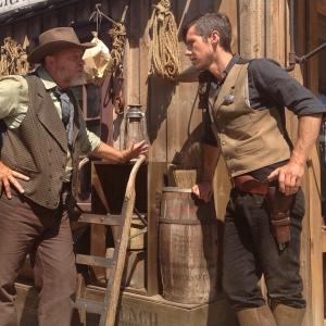 Christian Sloan and John Lacy on the set of Hell On Wheels