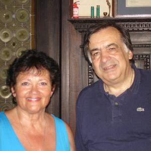 A SICILIAN ODYSSEY Director Jenna Maria Constantine with Leoluca Orlando former Mayor of Palermo ontheset Palermo Sicily