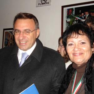 A SICILIAN ODYSSEY Director Jenna Maria Constantine with the Mayor of CariniCarini Sicily