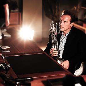 Filming '23'. A.J. Carter, Arnold Schwarzenegger, James Cameron. Hollywood, California. 2010