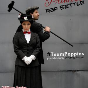 Whitney Avalon as Mary Poppins with Kevin Allen as Bert in the third Princess Rap Battle which she also wrote and produced alongside Steve Gossett
