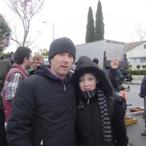 Mary-Jessica, with the Director, Tom Carty, during the filming of the film, 