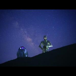 R2D2 and C3PO on a distant planet for ANA Airlines