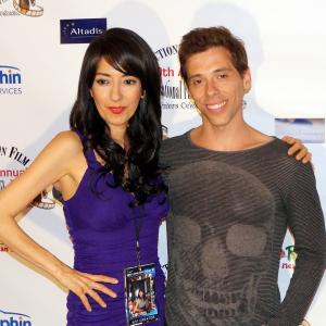 Luciana Lagana with actor Alex Montaldo at her official selections screenings at the Action on Film International Film Festival on 8/25/14
