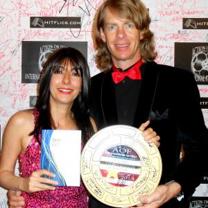 Luciana Lagana and Gregory Graham receiving the 'Best Drama Screenplay' award at the event of the 2013 'Action on Film International Film Festival' (1 joint writing win for 