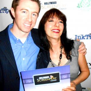Luciana Lagana at The 2012 Los Angeles Screenplay Contest Award ceremony with host Nick Preston