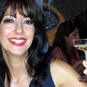 Luciana Lagana alcoholfree toasting the director at the Distant Location wrap party
