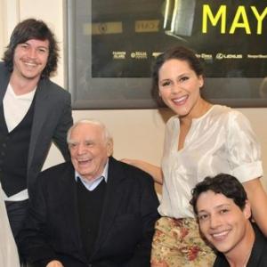 Photo of Ernest Borgnine, Carla Ortiz, Ashley Holliday, Reynaldo Pacheco & Arturo Del Puerto at the premiere of The Man Who Shook the Hand of Vicente Fernandez