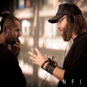 Shane Abbess with Daniel Macpherson on the set of INFINI
