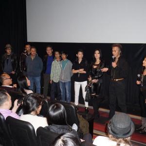 Lil Rhee with the director Andrew Lau and cast of Revenge of the Green Dragons, Q & A session after a screening, East Village Cinemas