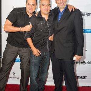 LRFilm Directors David Ponce de Leon Alberto Barboza and Producer ME Dusty Garza at New Filmakers screening for CRY NOW at ATT Center in Los Angeles