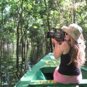 Darcyana Moreno Izel shooting in the Amazon.